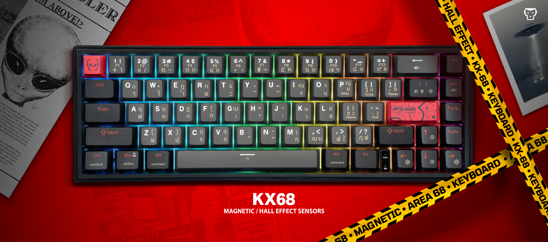 คีย์บอร์ด Area68 รุ่น KX68 HE Hall Effect Sensors ปรับระยะการกด