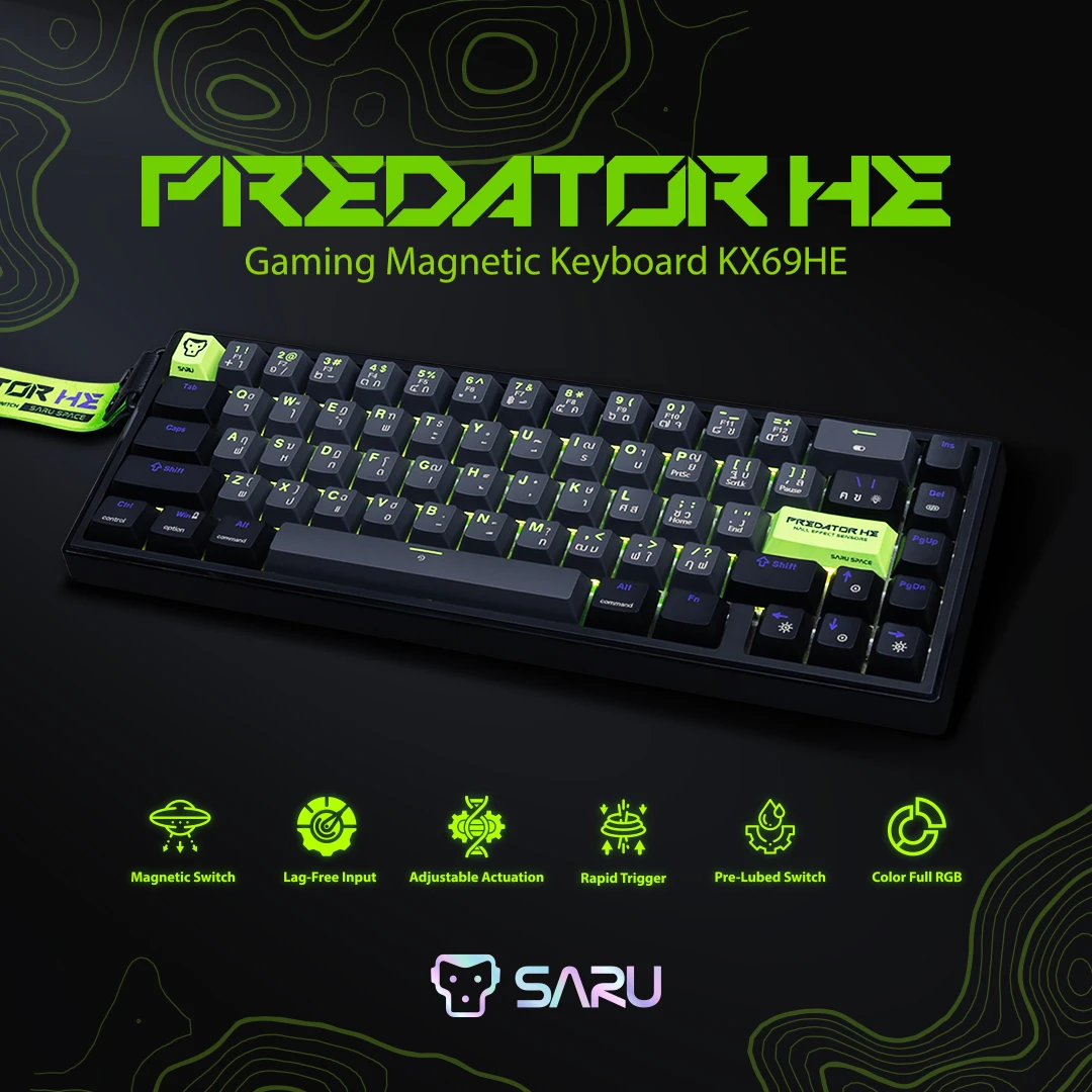 คีย์บอร์ดแม่เหล็ก SARU KX69 HE Predator